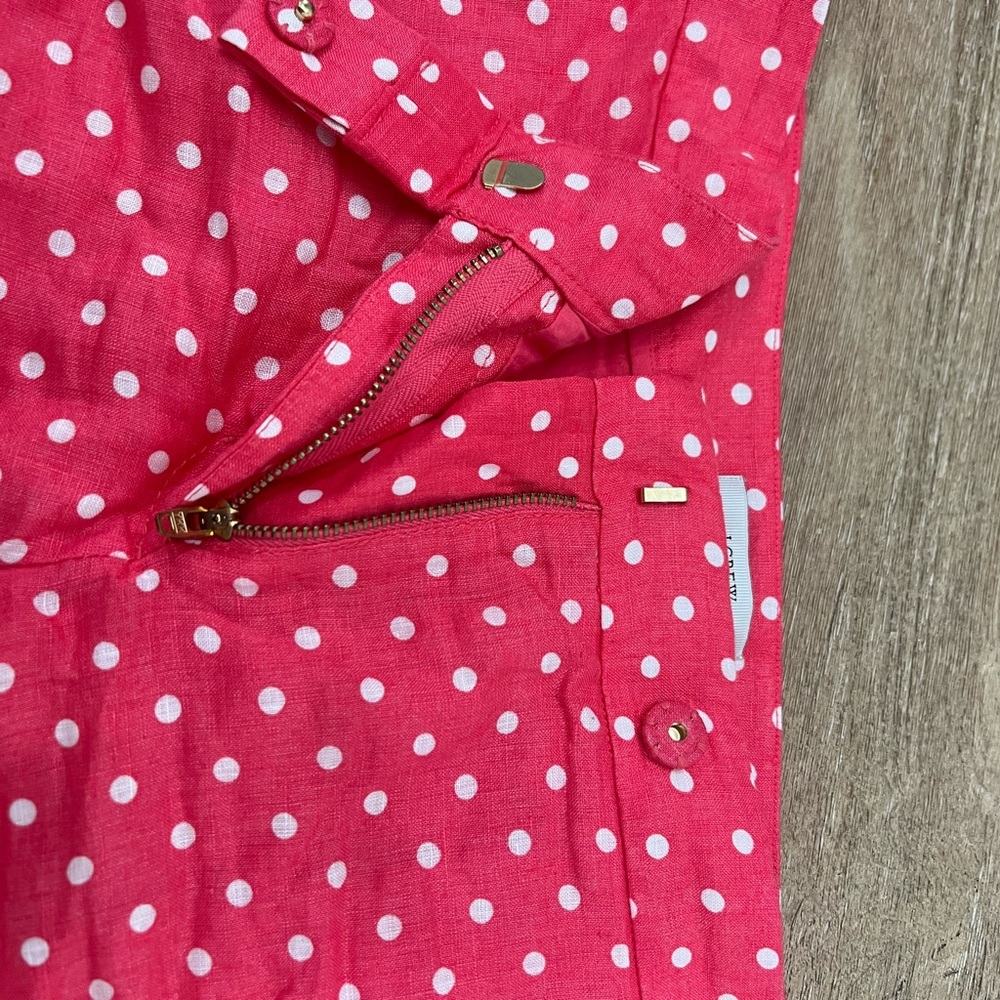 Jcrew linen pink and white polka dot shorts size 10 - Picture 5 of 8